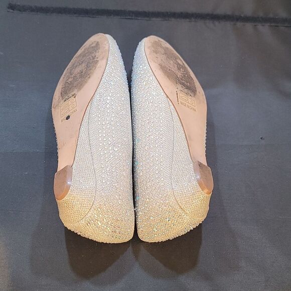 DAVID BRIDAL LOW WEDGE PEEP-TOES WITH CRYSTALS  WOMEN'S SHOE - Picture 14 of 16